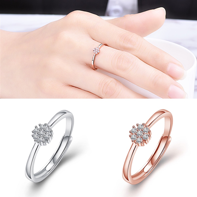 Nhẫn Hở Mạ Vàng Hồng 18K Đính Đá Zircon Có Thể Điều Chỉnh