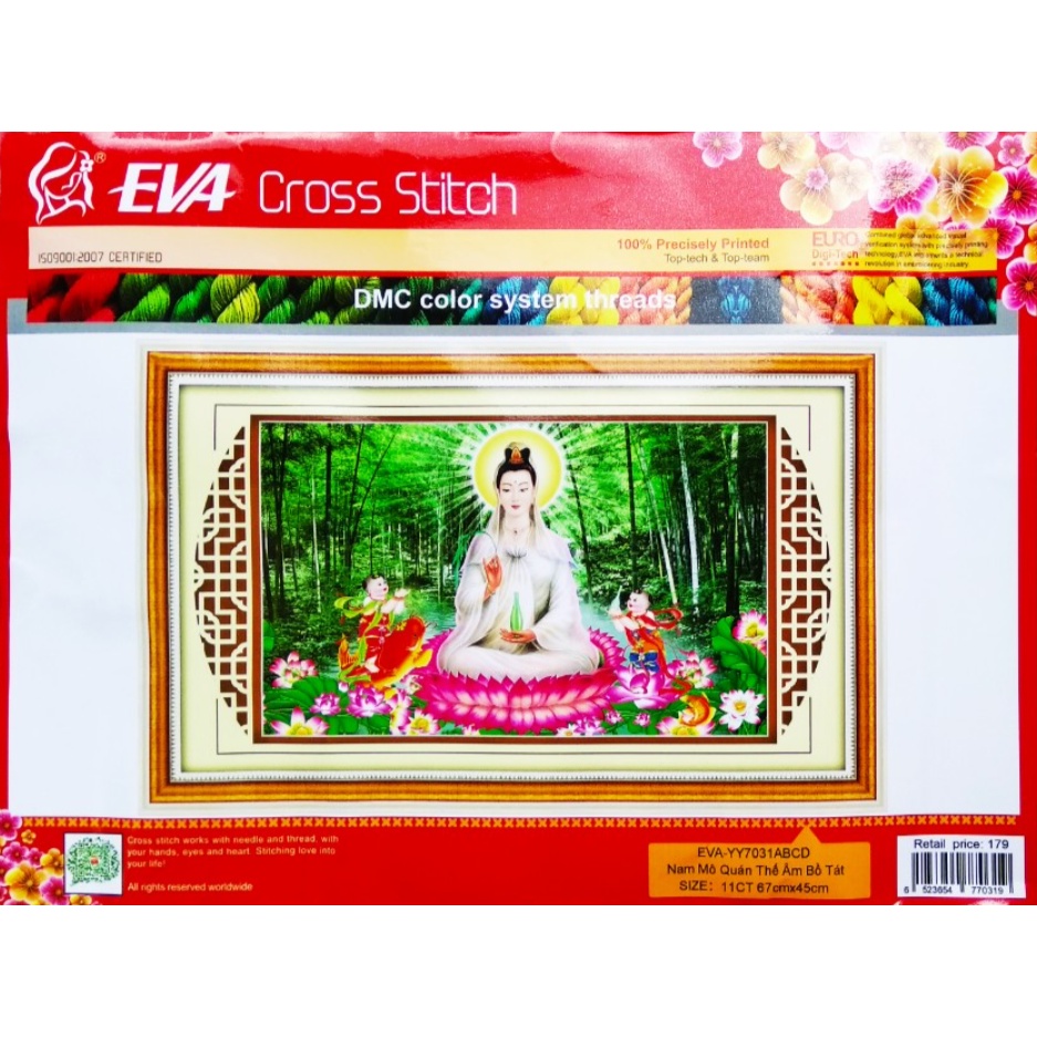 Tranh Thêu Chữ Thập 3D Phật Bà Quan Âm Trong Rừng Trúc Y7031ABCD (KHÁCH TỰ THÊU) KT:67X45CM