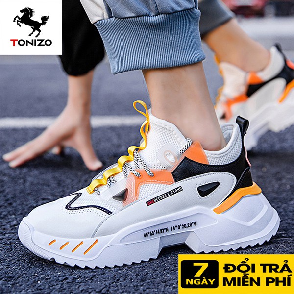 Giày sneaker nam Tonizo V28V đế cao su đúc nguyên khối 5cm,lót hơi thoáng khí
