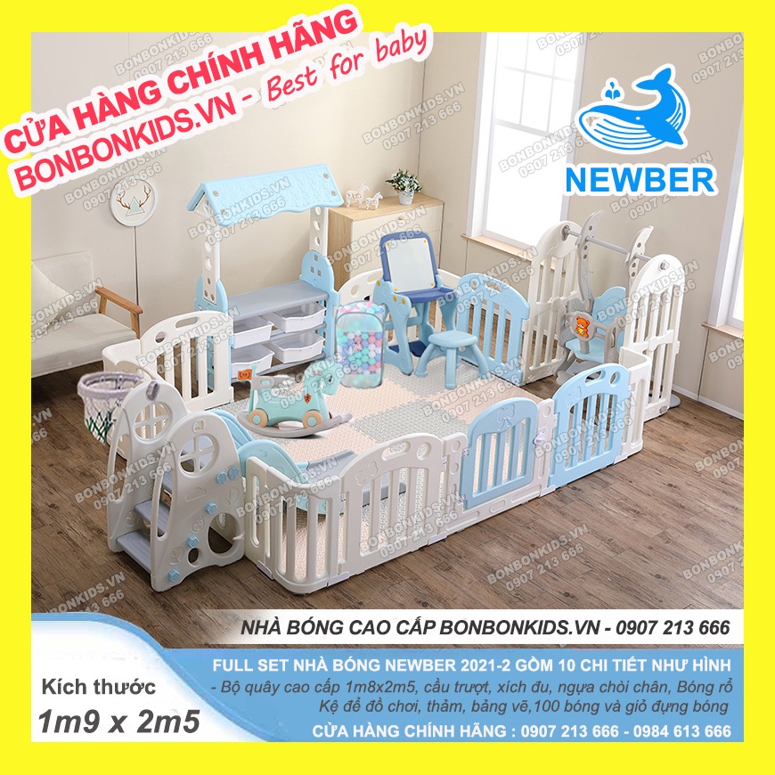 COMBO Quây liên hoàn Hàn Quốc Newber Luxury 3 ( Big Size 1m9x2m5) Kèm bảng vẽ - Khu vui chơi cho bé