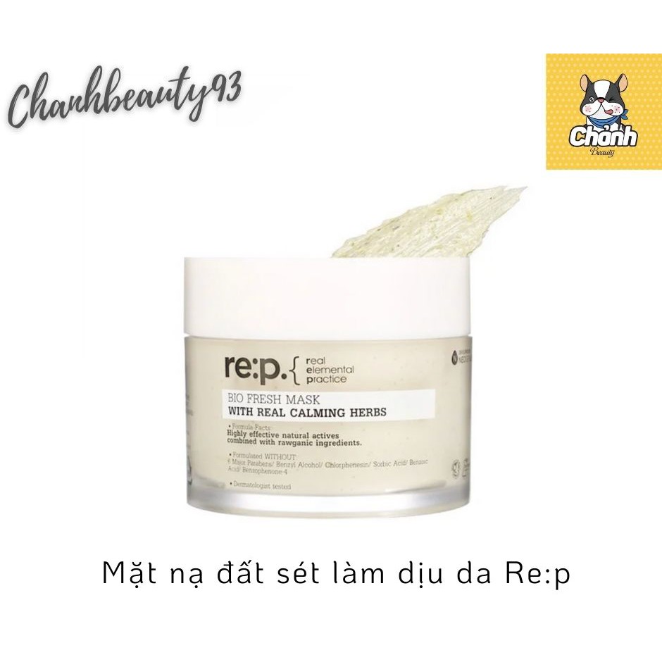 Mặt nạ đất sét HOA CÚC kiềm dầu, se khít lỗ chân lông RE:P BIO FRESH MASK WITH REAL CALMING HERBS 130g