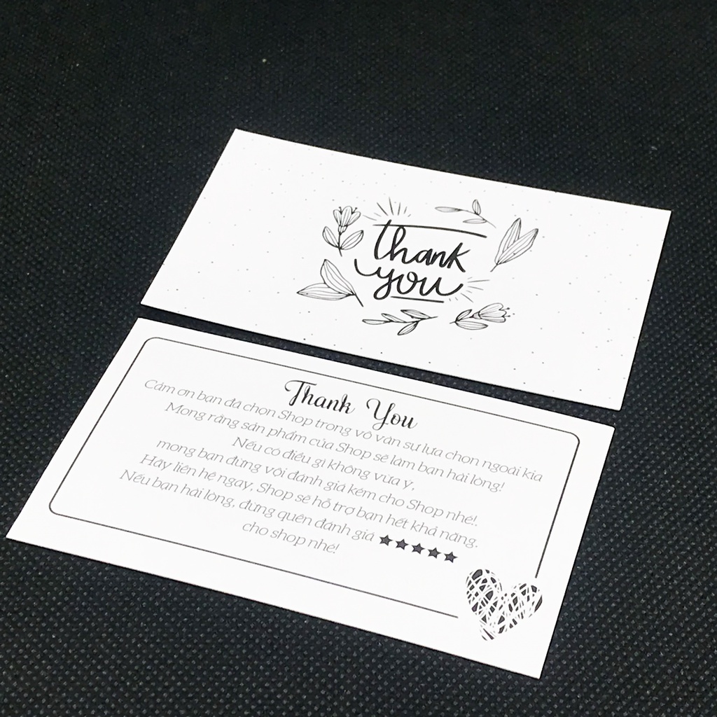 Card Cám Ơn, Card Thank You, Thiệp Cám Ơn - Size 9x5,4cm - Giấy dày C300 Cán Màng Mờ