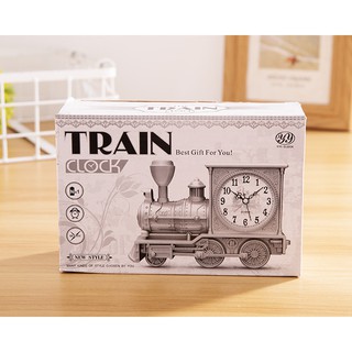 ( LOẠI TO) Đồng Hồ Báo Thức Để Bàn Hình Dáng Đầu Máy Xe Lửa Cổ Điển