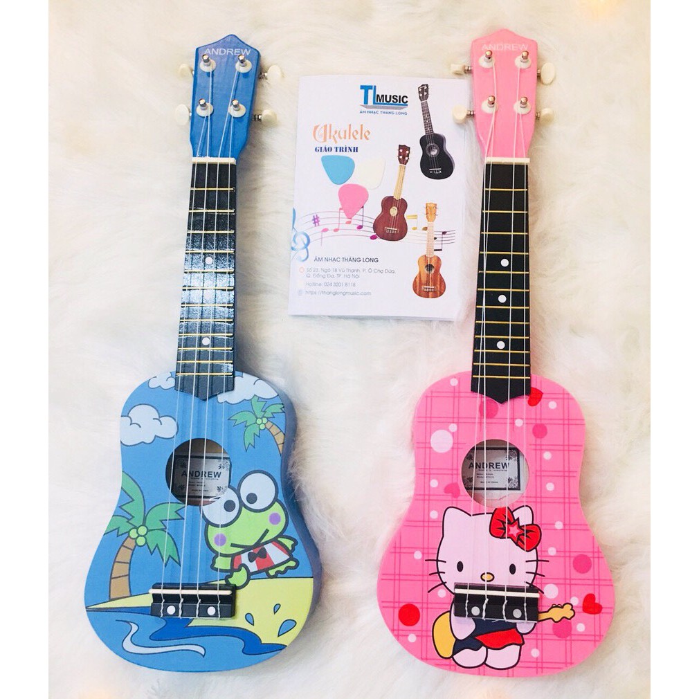 ĐÀN UKULELE SOPRANO ANDREW 21INCH FULL GỖ HÌNH SIÊU ĐẸP TẶNG PHỤ KIỆN