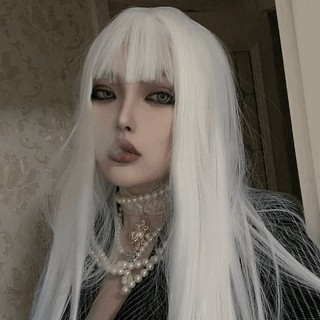 Bộ Tóc Giả Dài Thẳng Màu Trắng Đen Cho Nữ