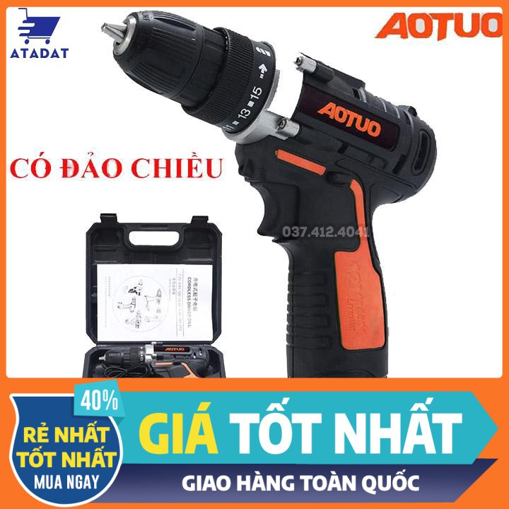 Máy khoan bắt vít dùng pin Aotuo 12V, Máy bắt vít tay cầm momen xoắn