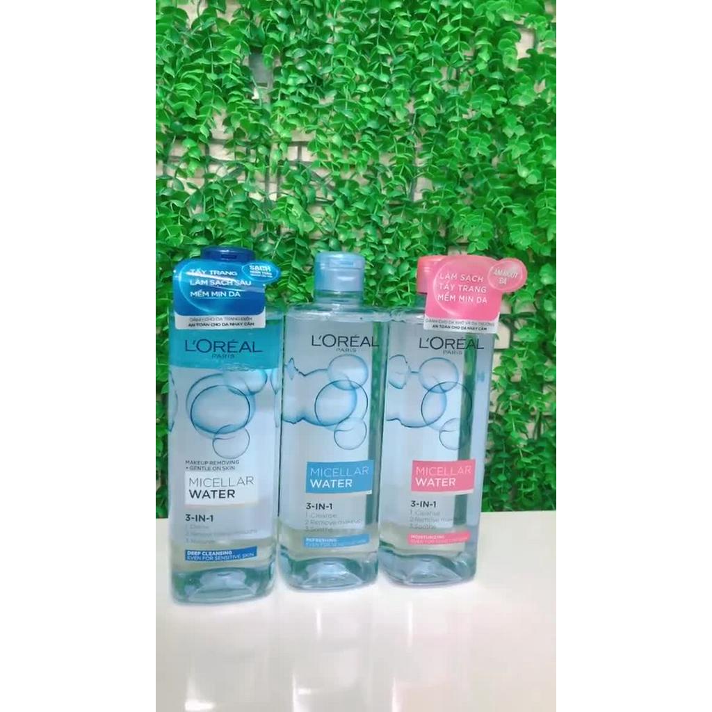 Nước tẩy trang cho mọi loại da Loreal Paris 3in1 Micellar Water 400ml