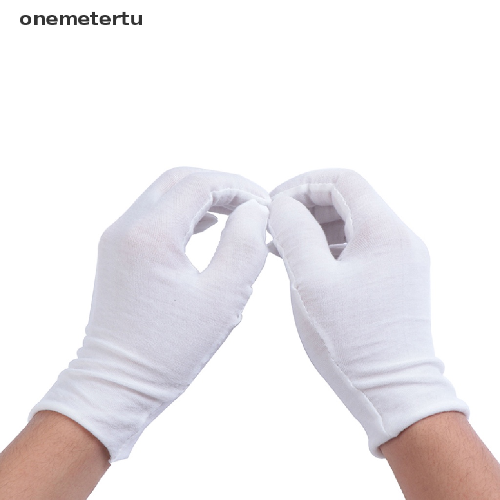 [met] Găng Tay cotton Màu Trắng Khối Lượng Nhẹ Độ Co Giãn Cao Để Làm Việc Đồng Xu