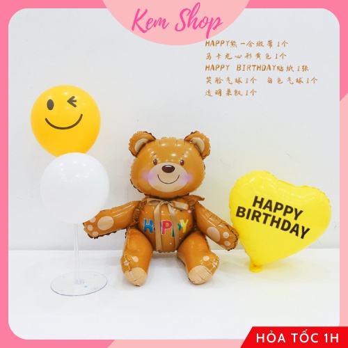 Bóng gấu nâu Teddy 3D size đại Kem Shop trang trí sinh nhật - K206