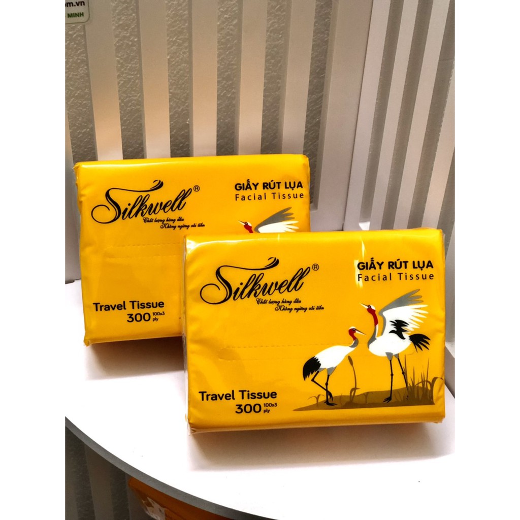 Combo 2 gói giấy ăn Silkwell 3 lớp bỏ túi siêu mềm mịn 300 tờ
