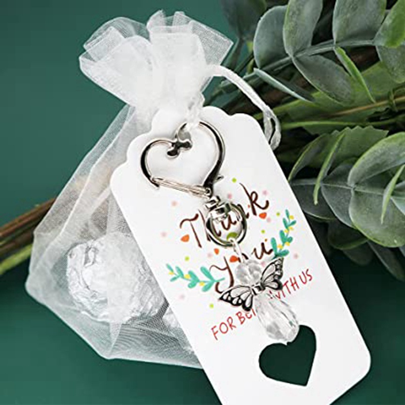 Set 40 Móc Khóa Bươm Bướm Đính Đá Pha Lê Trái Tim Làm Quà Tặng / Túi Quà Cảm Ơn