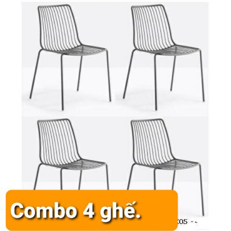 Combo 4 ghế lưới sắt ngoài trời