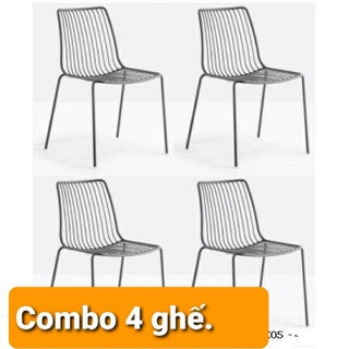 Combo 4 ghế lưới sắt ngoài trời