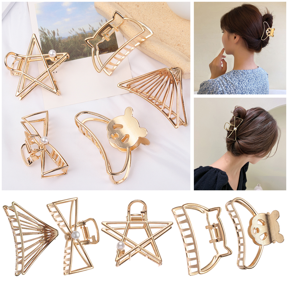 Kẹp Tóc Kim Loại Họa Tiết Hình Học Thời Trang