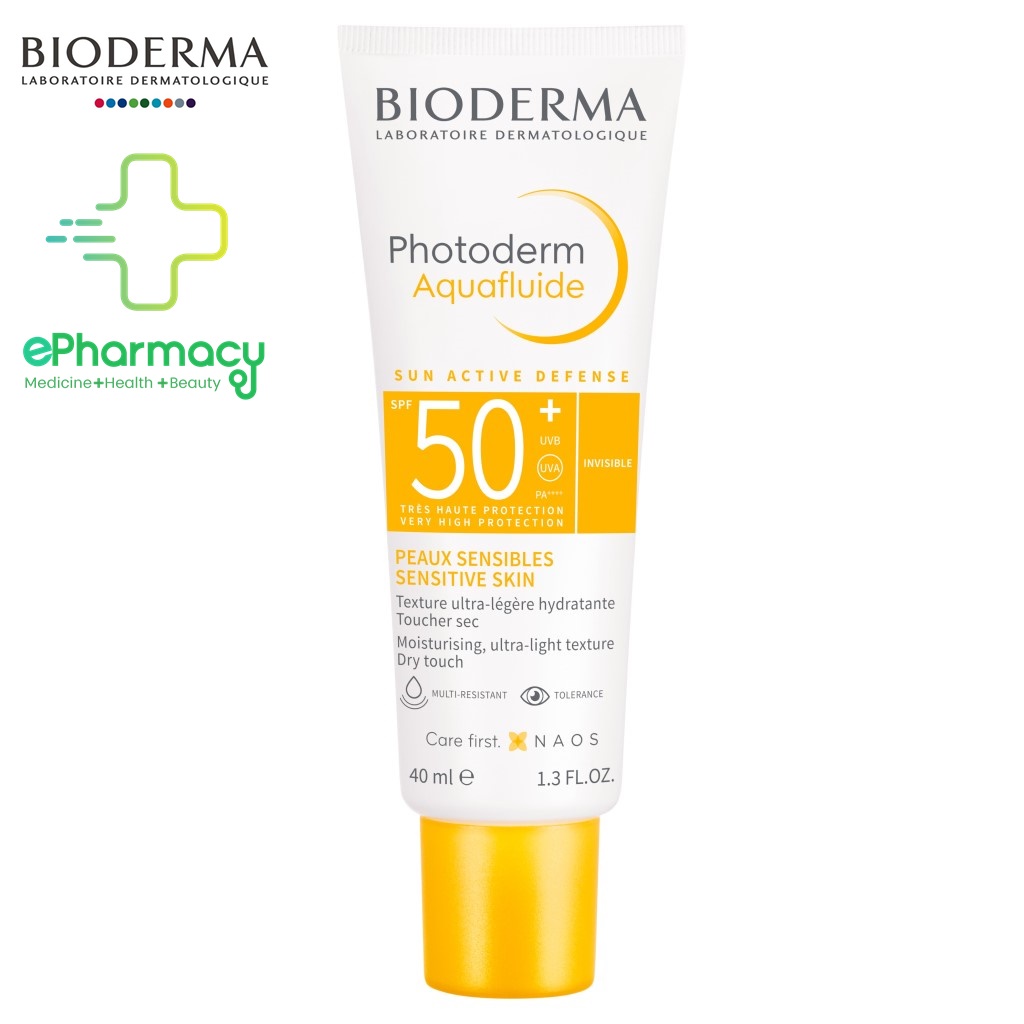 Kem Chống Nắng Bioderma Photoderm Max Aquafluide SPF 50+ dành cho da dầu nhạy cảm không màu 40ml