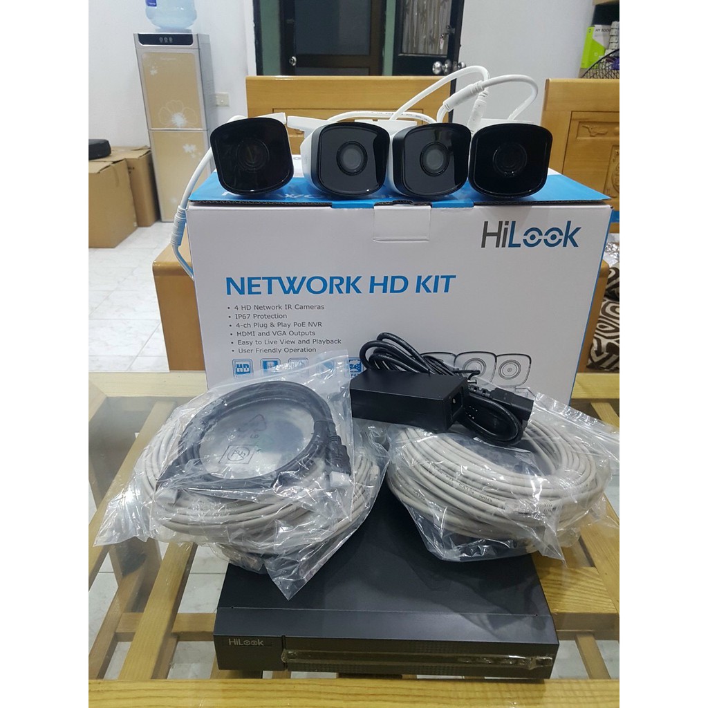 Bộ KIT camera IP HILOOK IK-4042TH-MH/P- kèm 4 cuộn dây (18m/c) - căm là lên hình [ Hàng chính Hãng] bảo hành 24 tháng