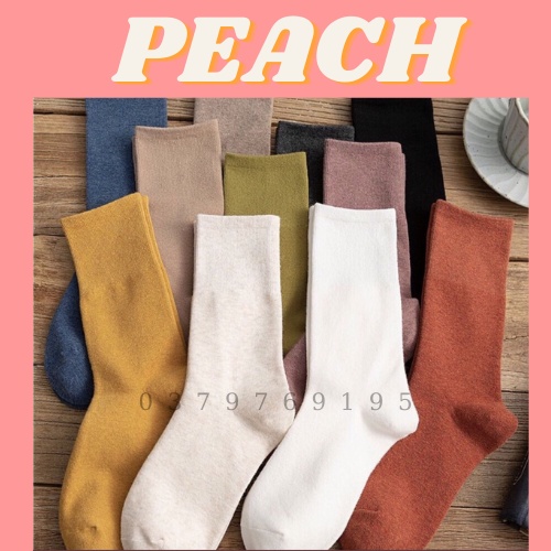 Tất Ulzzang Cao Cổ - Tất nữ cổ cao vớ nữ phong cách vintage hàn quốc màu trơn cotton co giãn - PEACH Home tất vớ