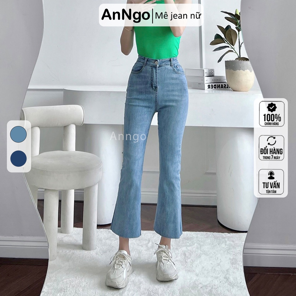 Quần jean nữ dài co giãn ống loe sành điệu Anngo - AT185A