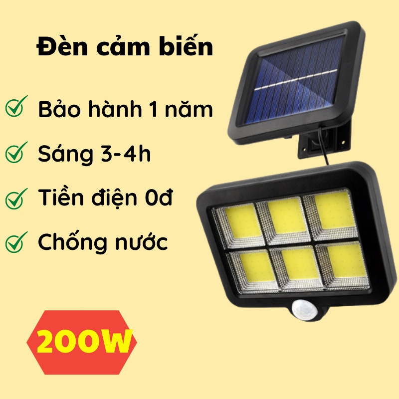 Đèn Năng Lượng Mặt Trời Solar Street Lamp 6 Bóng Led To Cảm Biến Chuyển Động, Kèm Điều Khiển Tắt Bật Từ Xa
