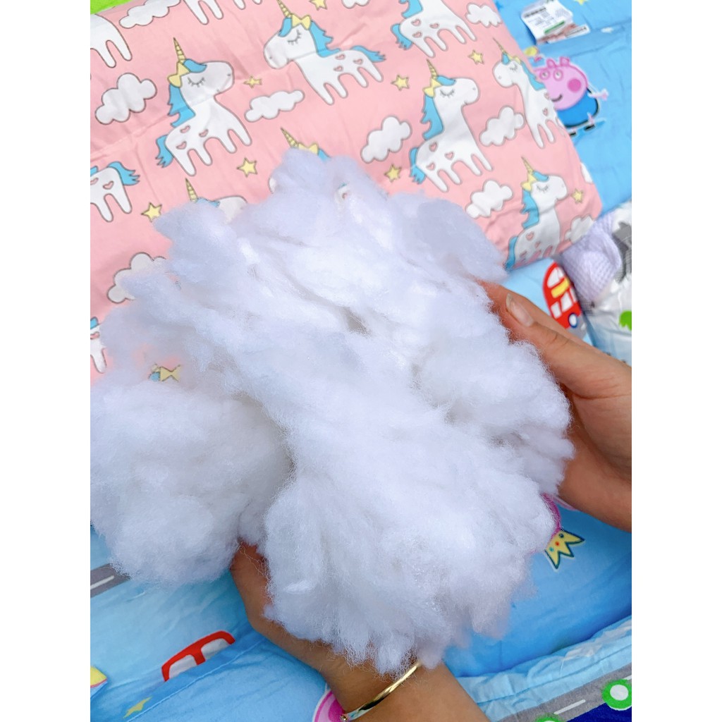 Gối nằm trẻ em bông cotton CAYABE heo Peppa Pig màu xanh có rãnh massage