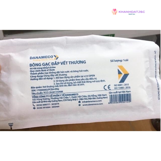 Bông gạc đắp vết thương Danameco kích thước 6x15 cm