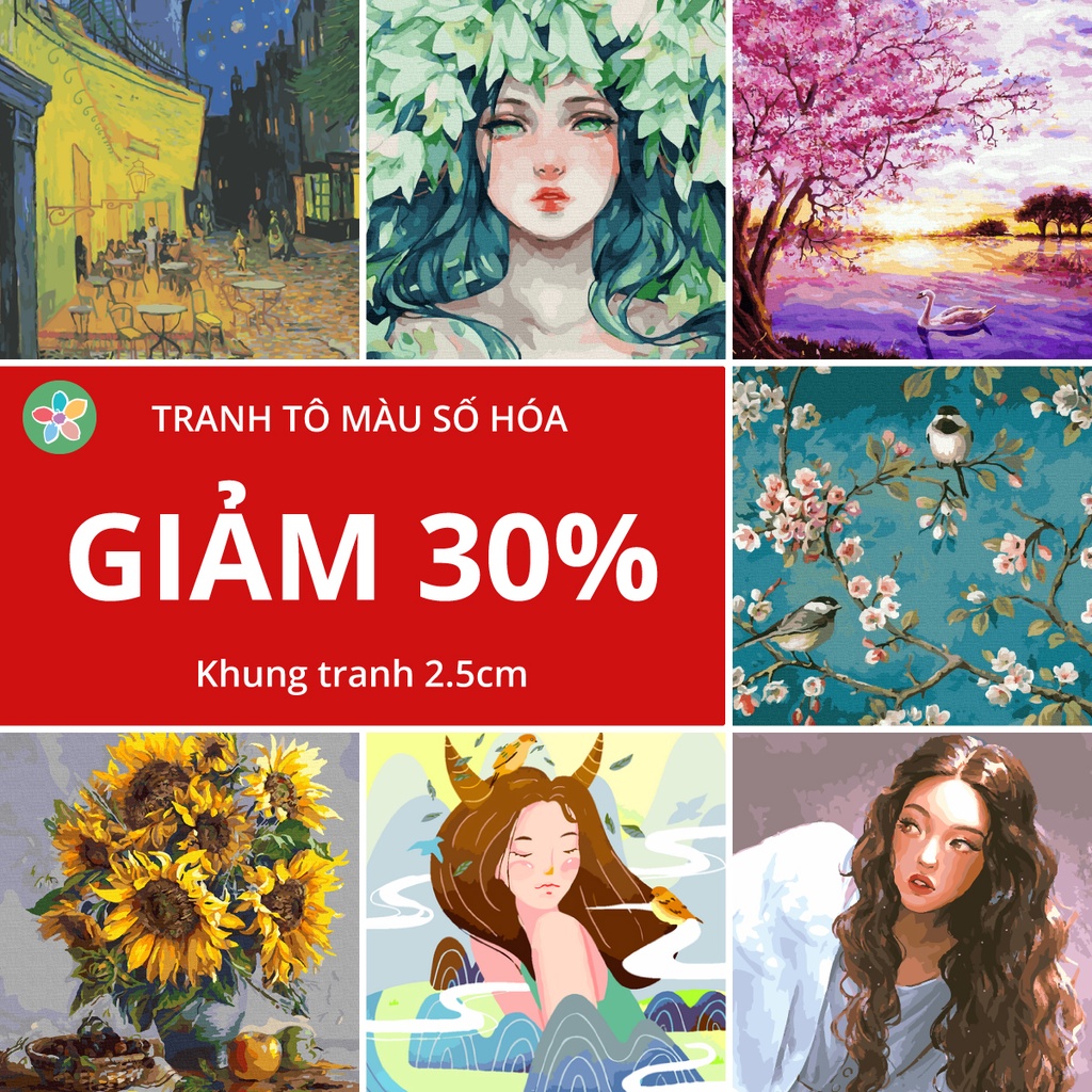 [Mã LIFEXANH03 giảm 10% đơn 500K] Tranh tô màu theo số - Tranh số hoá Tiệm vẽ mùa hè các mẫu sale 30%