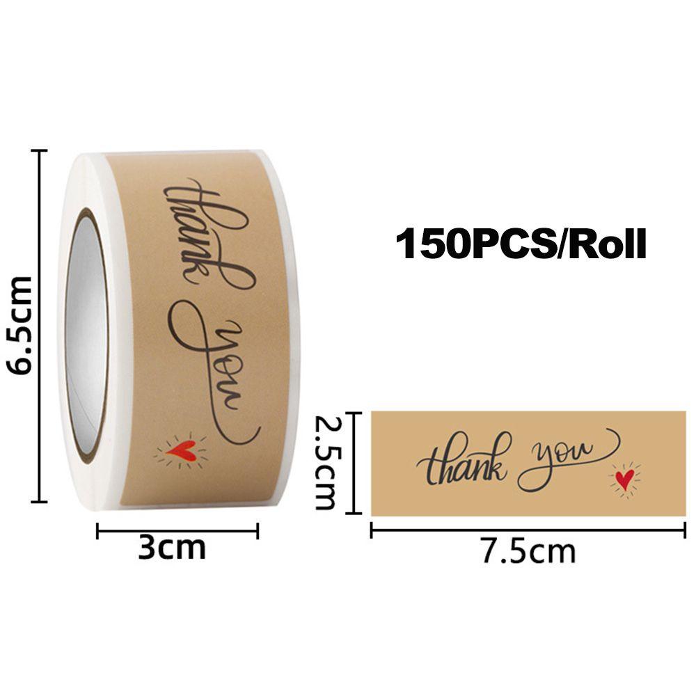 Set 150 Nhãn Dán Trang Trí Túi Bánh Chữ Nhật Họa Tiết Chữ Thank You