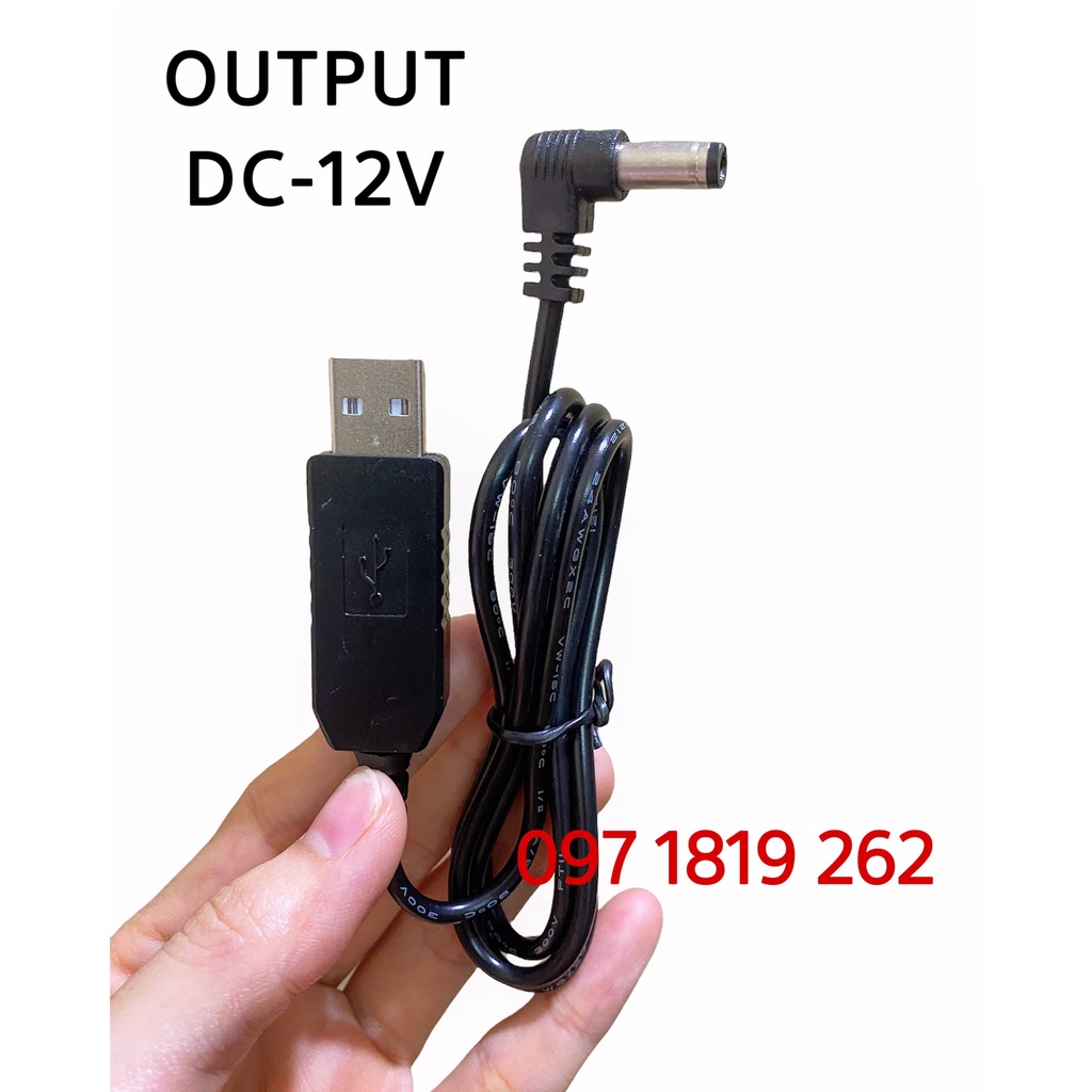 Dây cáp chuyển đổi nguồn điện USB 5V sang DC 12V rắc 5.5x2.1mm dùng cho bộ phát wifi