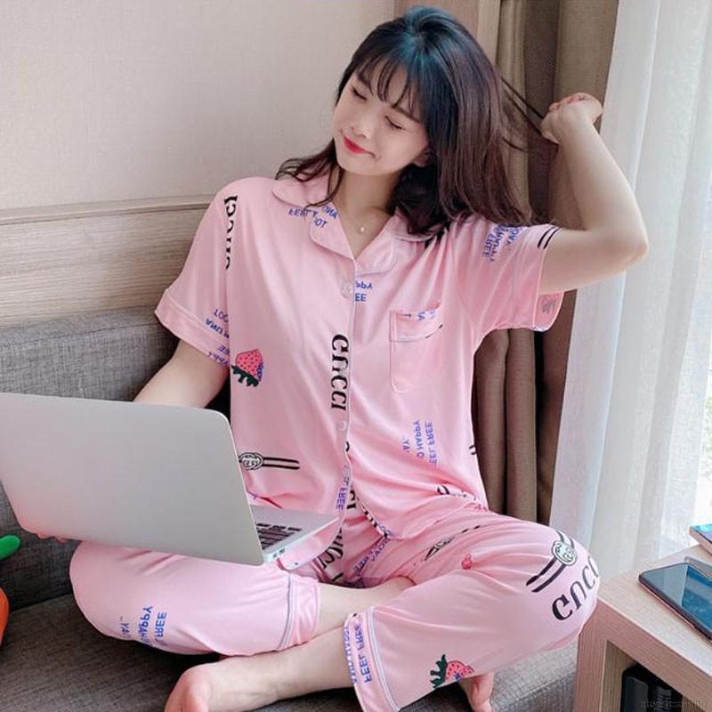 Set Đồ Ngủ In Hình Hoạt Hình Xinh Xắn Dành Cho Nữ