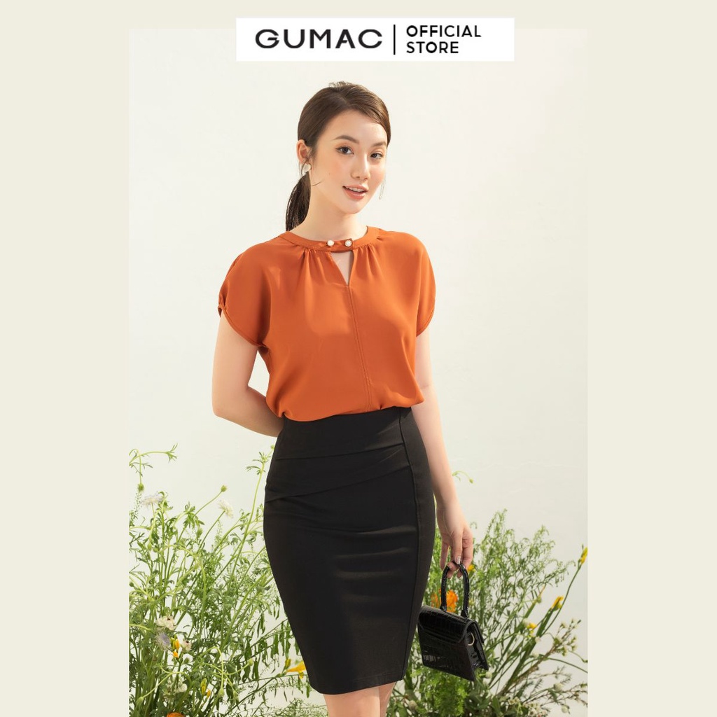 [Mã WABRGU55 giảm 12% đơn 99K] Áo sơ mi công sở nữ thời trang GUMAC tay ngắn cổ tàu AC03070