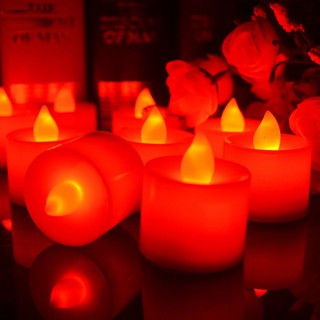 Hộp 24 viên nến điện tử màu đỏ có kèm pin