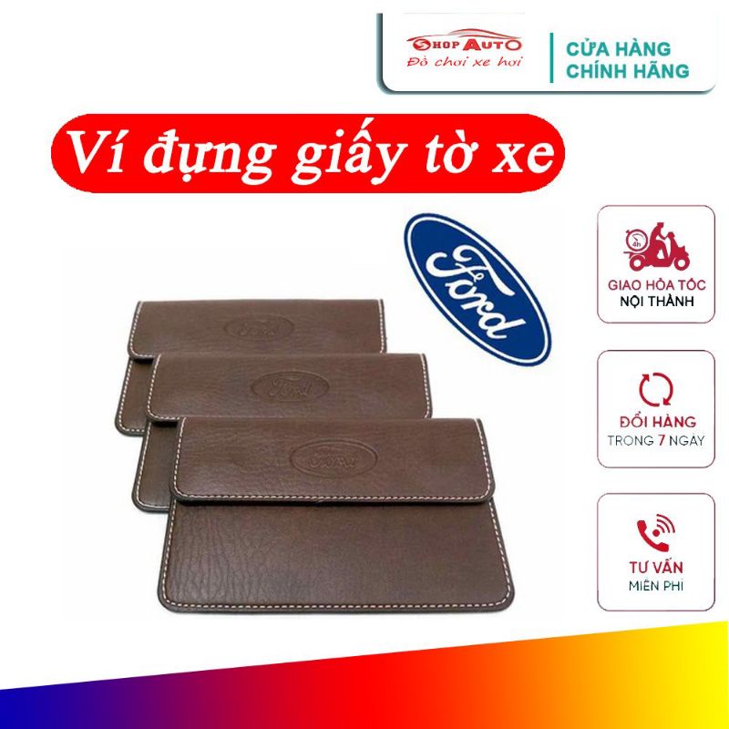 Ví đựng giấy tờ xe ô tô in dập nổi logo hãng xe Ford kích thước 19x12