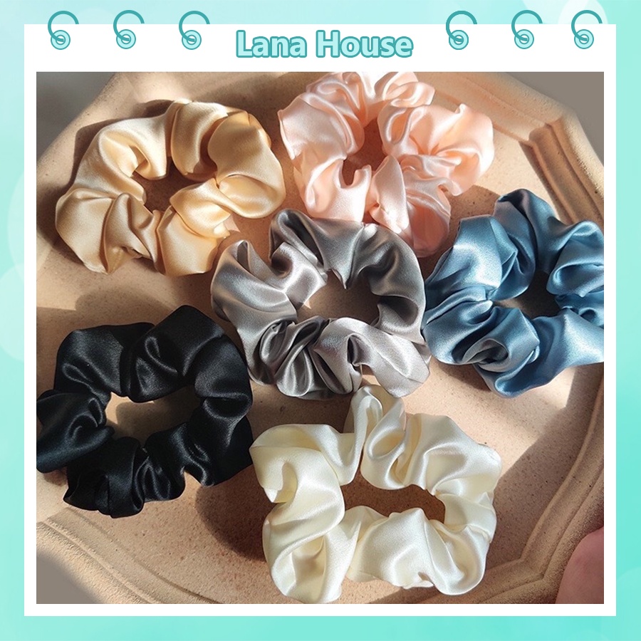 Dây buộc tóc Scrunchies Hàn Quốc dễ thương lụa trơn nhiều màu DAYY02