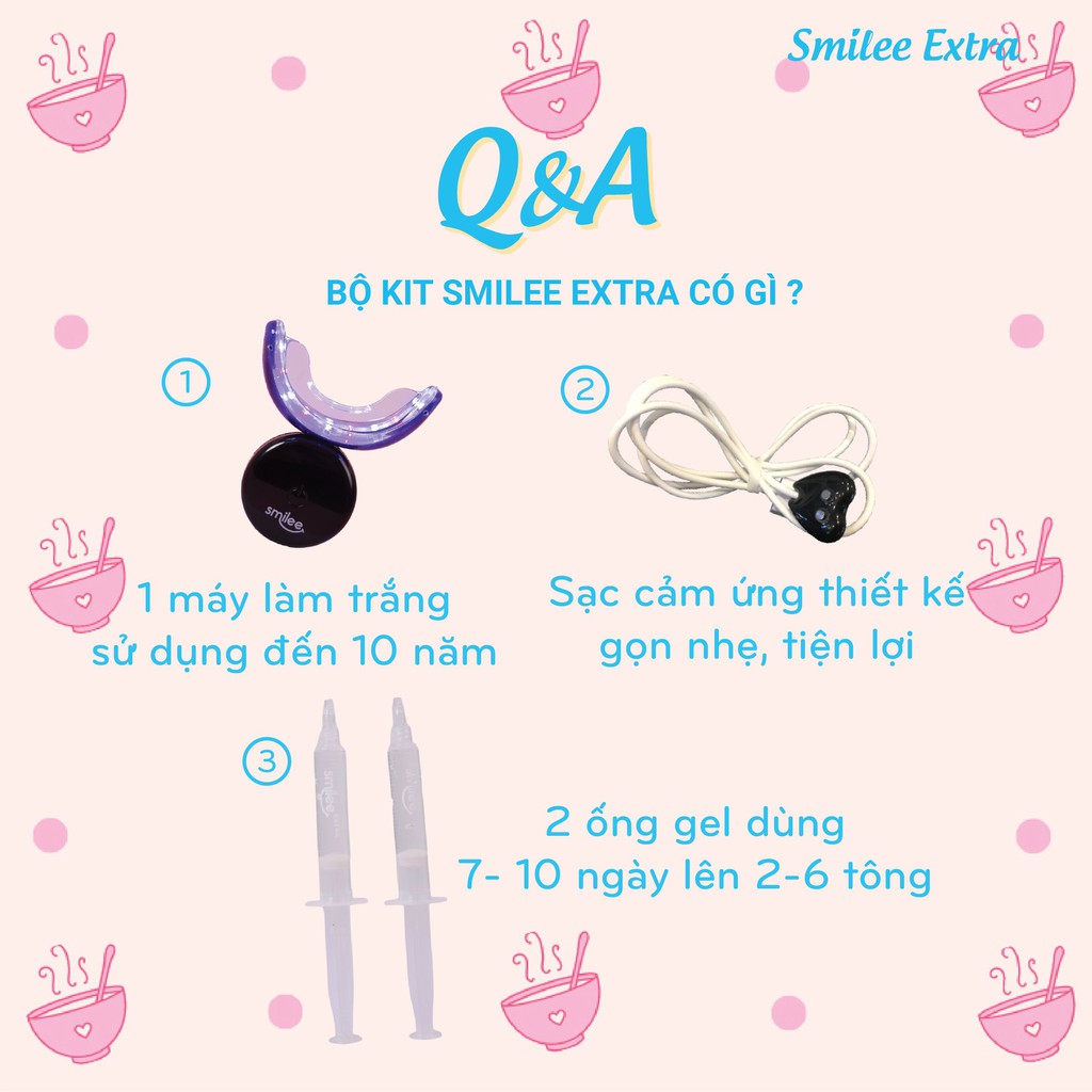 Trắng răng tại nhà Smilee Extra, trắng từ 3 đến 6 tone sau 1 liệu trình, ngăn ngừa sâu răng, viêm nướu. Hàng chính hãng