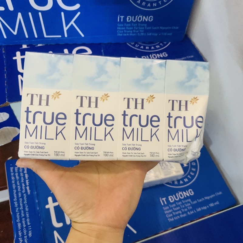 Vỉ 4 Hộp Sữa TH True Milk Hộp 110ml-180ml Có Đường/Ít đường