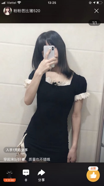 (Sẵn) Đầm body đen viền ren tiểu thư Lolita / Váy ôm body đen gợi cảm xẻ tà ( ảnh thật cuối )