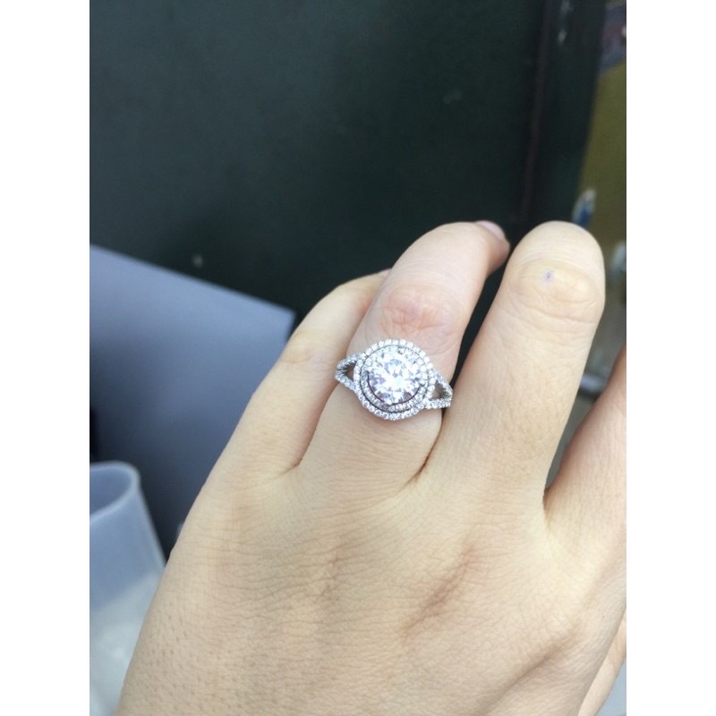 Nhẫn bạc xoàn viên chủ 6 li xi bạch kim - Giá 350k