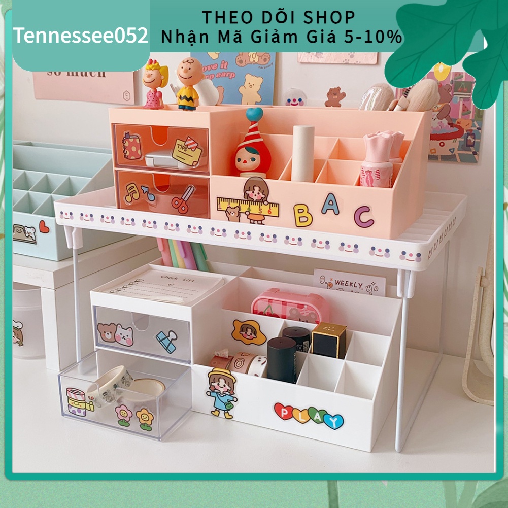 Hàng Sẵn Kệ đựng mỹ phẩm, đồ dùng học tập để bàn Thiết kế nhiều ngăn Ngăn kéo Dễ thương đẹp 【Tennessee052】