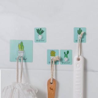 HCM - Vỉ 5 móc dán tường treo đồ Xương rồng cute