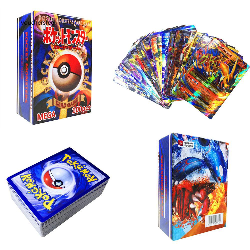 Bộ 100 thẻ năng lượng đồ chơi Mega EX GX dùng để chơi game Pokemon TCG Anime cho trẻ em