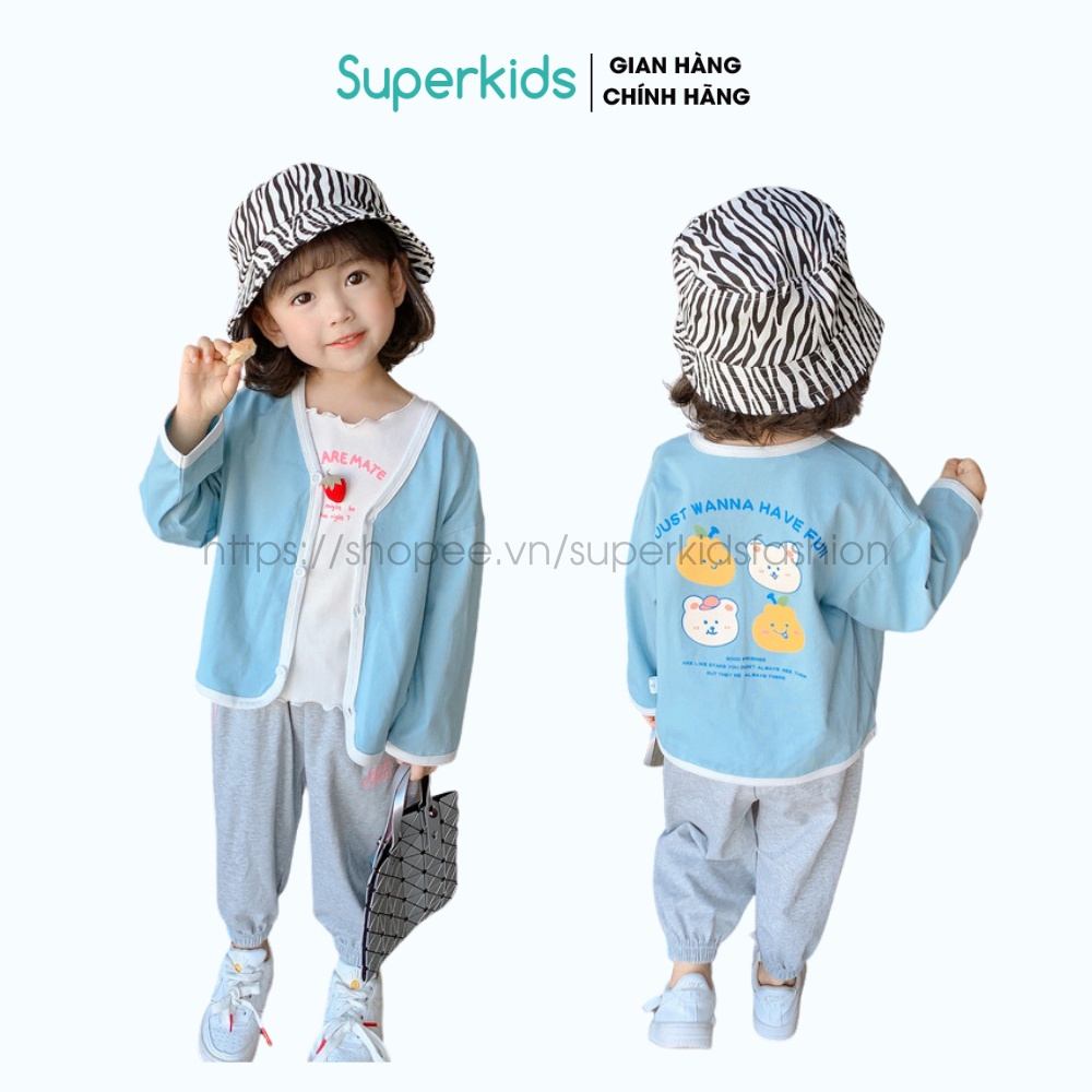 Áo Cardigan phối viền nhiều màu hoạ tiết dễ thương cho bé 8-18kg QATE742