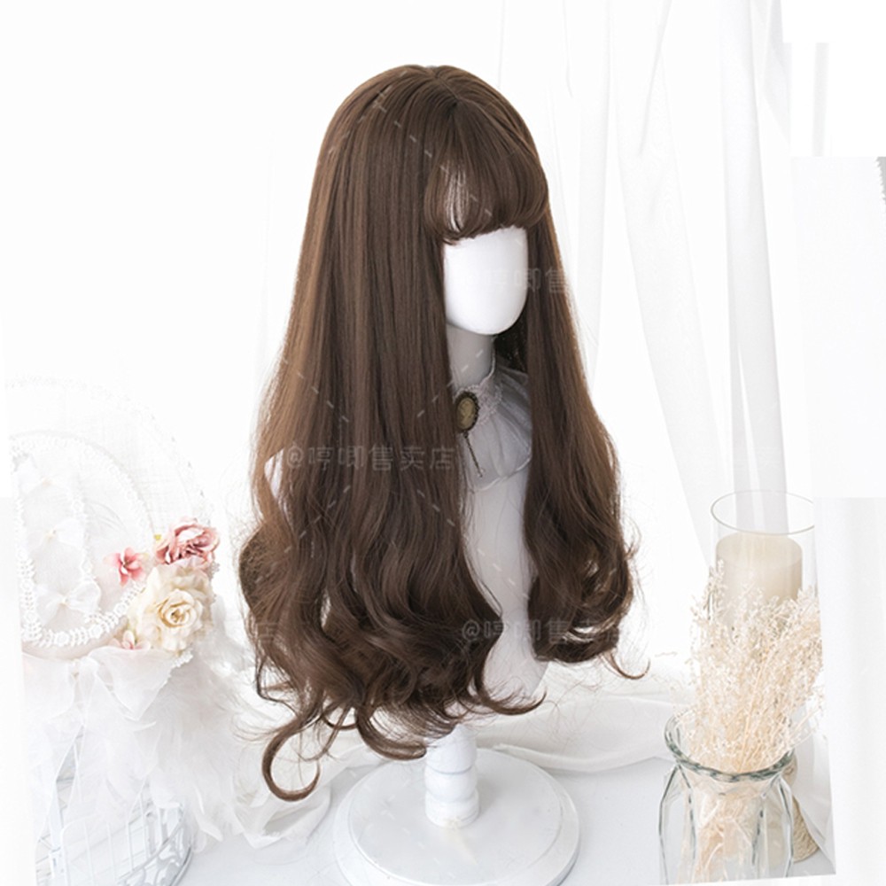 [Sẵn] Wig teen/lolita/cosplay nâu đen C8136 - nguyên đầu xoăn [Miu Cosplay]