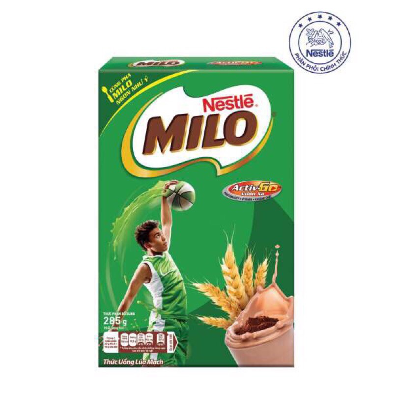 Milo nguyên chất hộp giấy 285g dạng bột