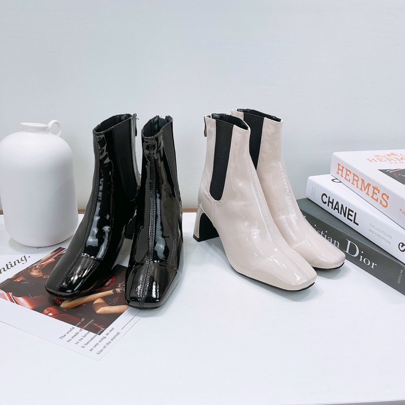 (hình thật) boot lửng da bóng cổ chun