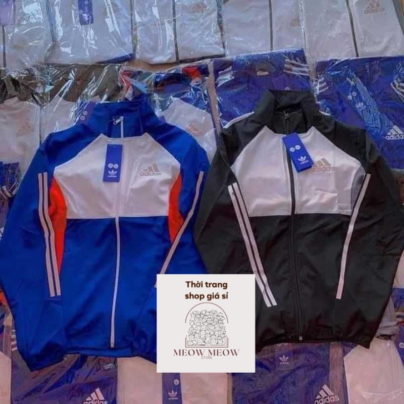 Áo khoác Dù 2 lớp logo adidass phối trắng dây rút gấu form rộng nam nữ