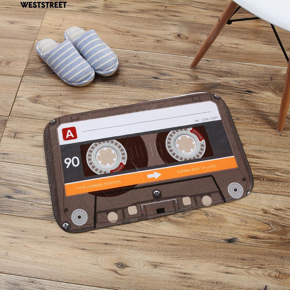Thảm Chân Lót Sàn Hình Băng Cassette Cổ Điển Sáng Tạo Kích Thước 40 X 60Cm