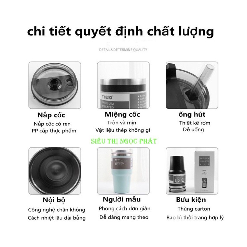 Ly/ bình giữ nhiệt TYESO 600ml_kèm ống hút, kèm 2 loại đầu uống [HÀNG CHÍNH HÃNG]