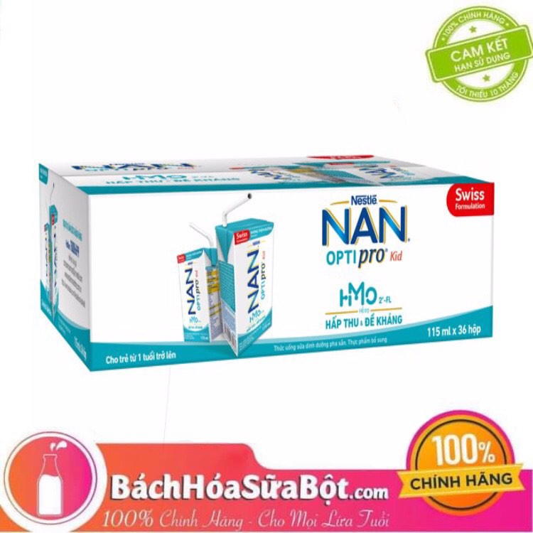 Sữa Dinh Dưỡng Pha Sẵn Nan Optipro Kid 115ml/Hộp - Thùng 6 Lốc (36 Hộp)