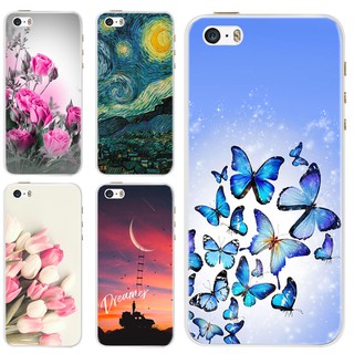 Ốp điện thoại silicon mềm bo viền họa tiết hoa bướm cho iphone 5 5s se 4 4s 6 6s plus 6plus