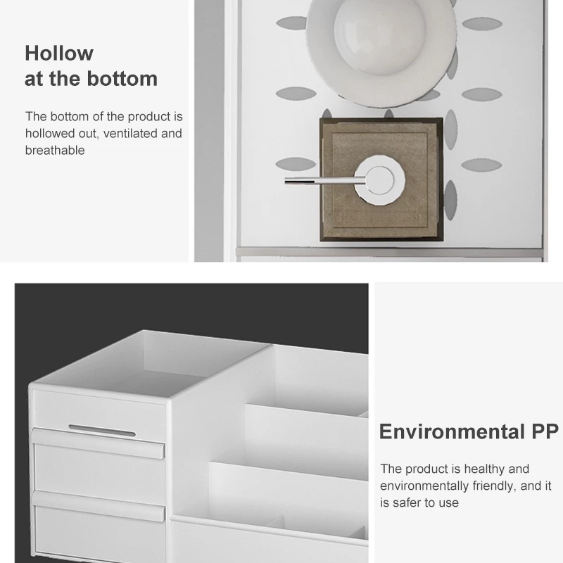 Hộp Đựng Đồ Trang Điểm/ Văn Phòng Phẩm Để Bàn Sức Chứa Lớn Đa Năng Có Ngăn Kéo